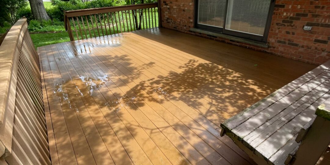 Deck after power washing