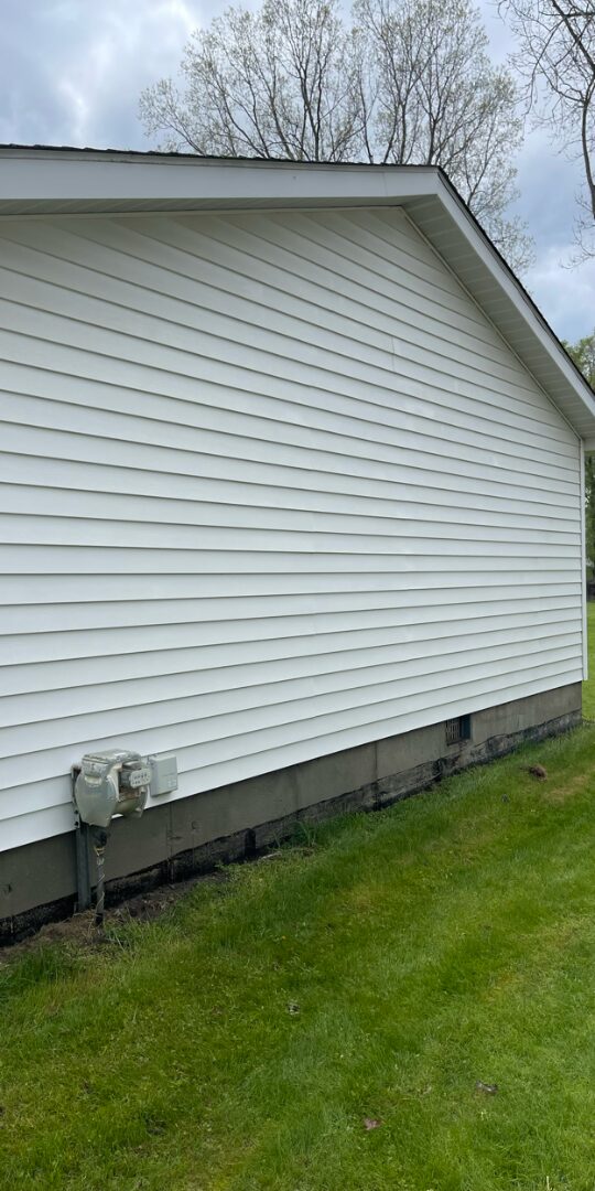 Side of house after power washing